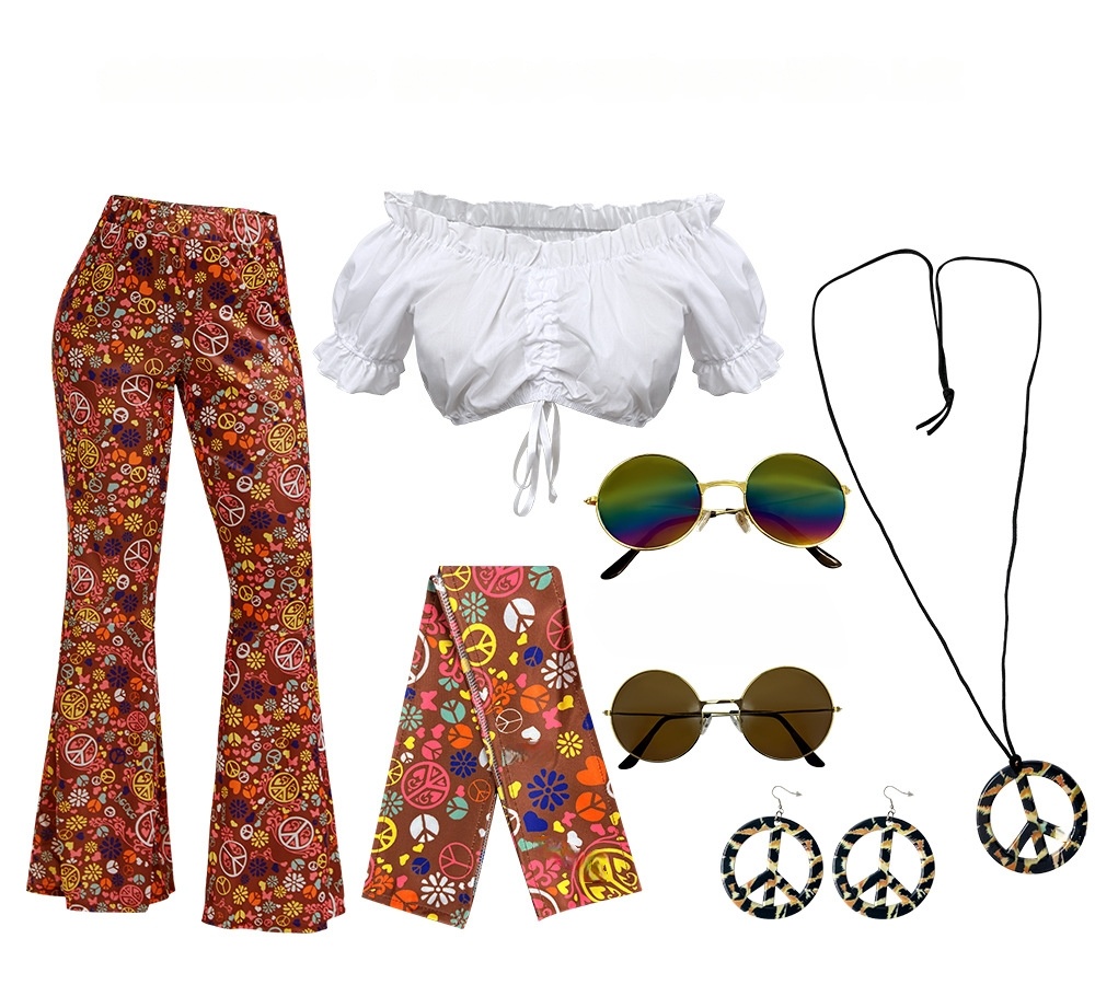 5 pcs 60s 70s Women Disco Hippy Hippie Costume Sets